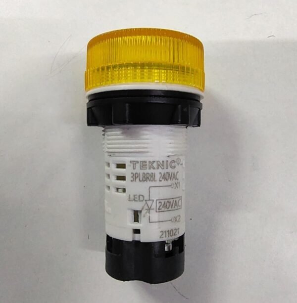 YELLOW INDICATOR LIGHT MAKE TEKNIC 3PLBR8L 240VAC